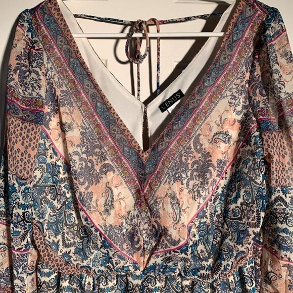 Venus Sheer Long Sleeve Short Romper - Picture 2 of 8